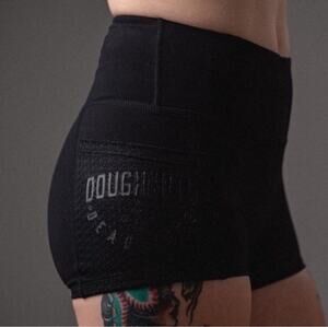 Doughnuts and Deadlifts Women’s Black Spandex Shorts, Large